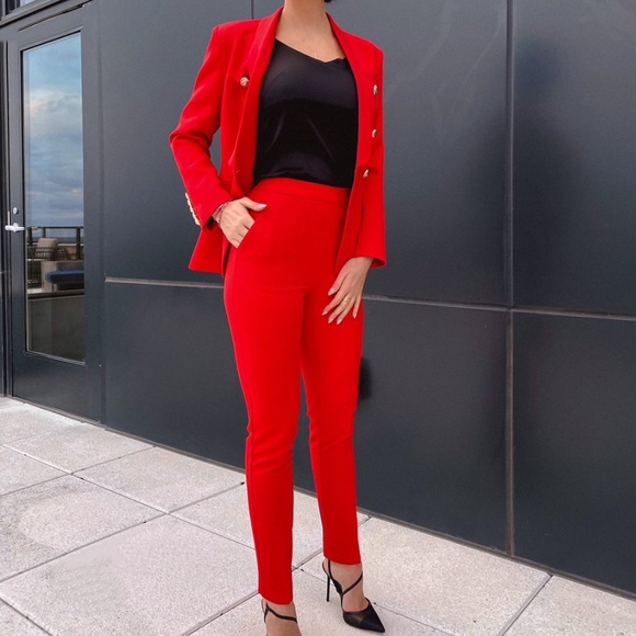 Double breasted jacket & pants Red suit w/buttons - Picture 9 of 14